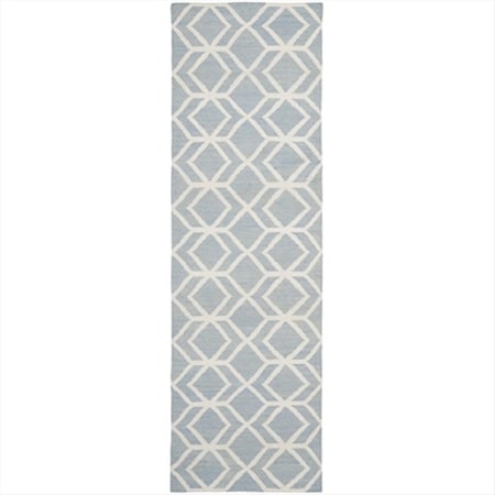 Safavieh 2 Ft. -6 In. X 10 Ft. Runner Contemporary Dhurries- Blue And Ivory- Flatweave Rug DHU560A-210